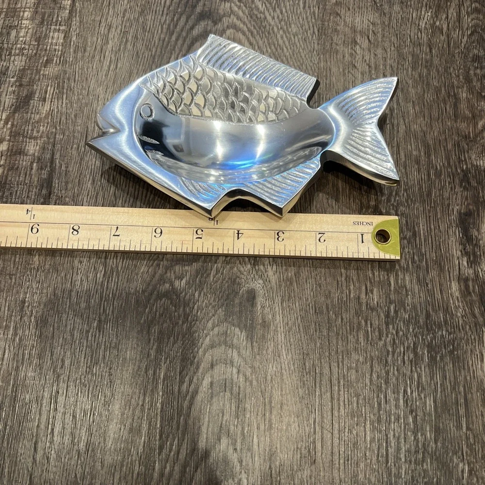 Cast Aluminum Footed Fish Shaped Dish, Made in India~8 inches